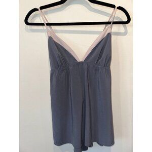 Victoria’s Secret Women’s Dark Gray Satin Dress Pink Trim Lingerie Style Size S